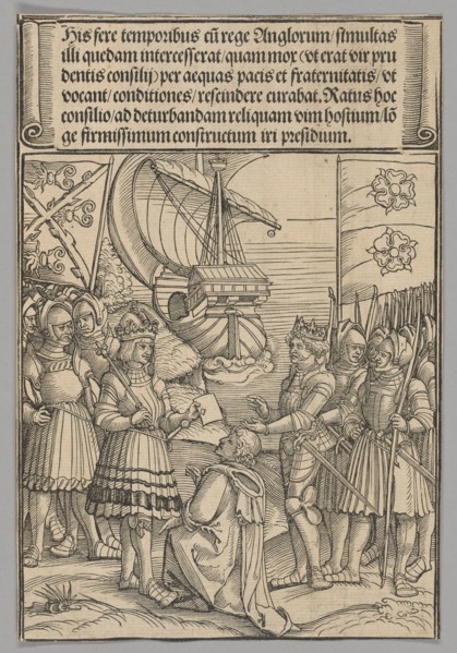Maximilian and Henry VII of England, plate 11 from Historical Scenes from the Life...printed c. 1520 Creator: Erhard Schön.