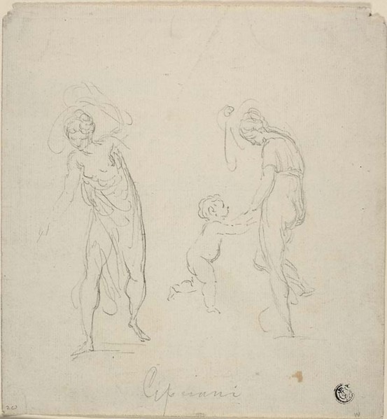 Two Sketches: Standing Woman, Woman Dancing with Child, n.d.