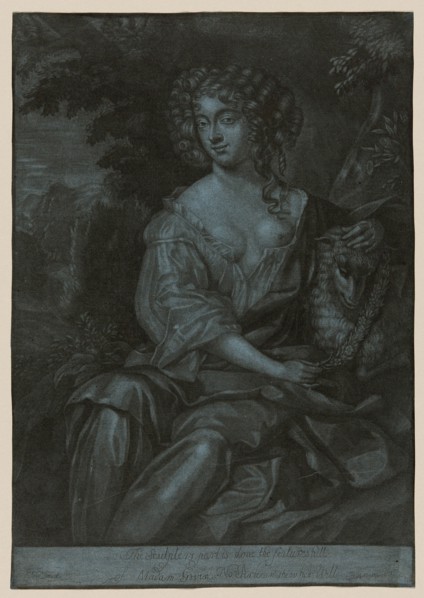 Portrait of Nell Gwyn as a Shepherdess Garlanding a Lamb, c. 1678. Actress, and mistress of King Charles  II.