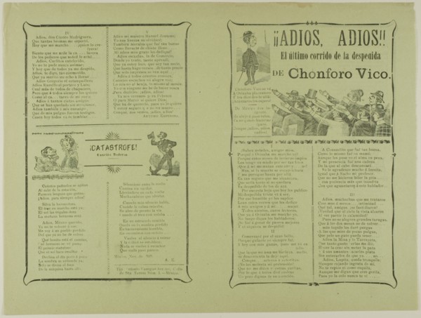 ¡Adiós, adiós! El último corrido de la despedida de Chonforo Vico (Goodbye, Goodbye!..., n.d. Creator: José Guadalupe Posada.