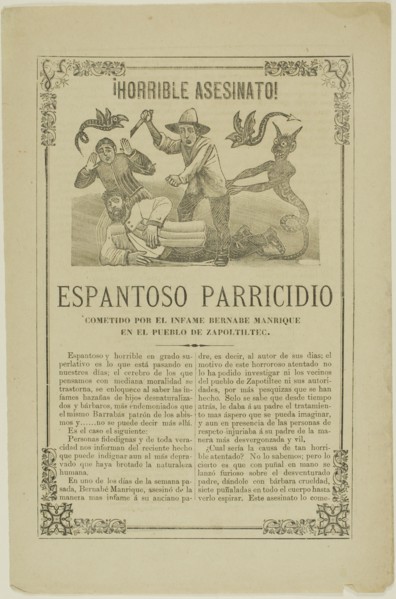 Horrible Murder! Shocking Parricide Committed by the Infamous Bernabe Manrique, 1880–1913.
