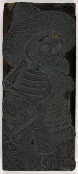 Printing block for Calavera of the Masses, no. 2, 1910.