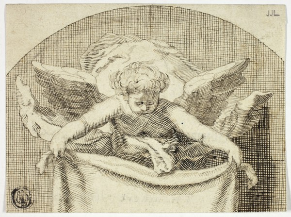 Putto Holding Sudarium, n.d. Possibly after Cornelis Bloemaert.