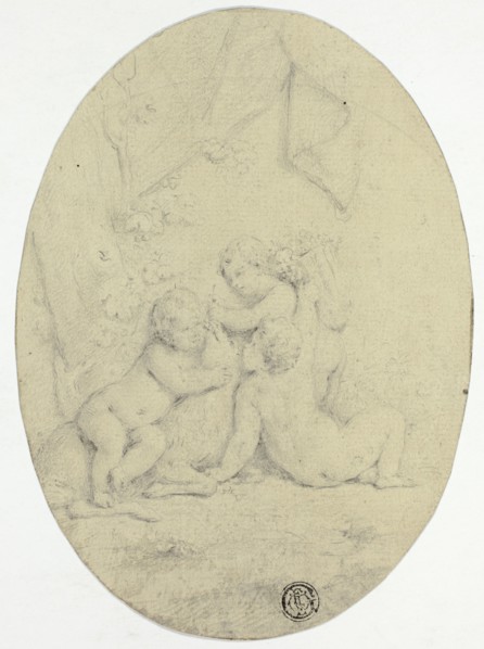 Three Children and a Goat, n.d. Style of Jacob de Wit.