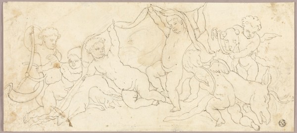 Putti at Play with Deer and Dog, n.d.