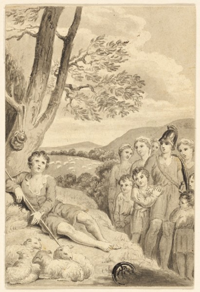 Shepherd Boy with Flock, Watched by Warrior, Women and Children, n.d.