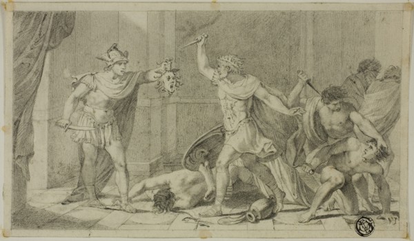 Perseus Confronting Phineas and his Followers with Head of Medusa, 18th century. Creator: Unknown.
