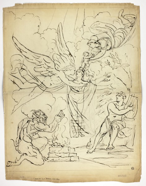 Cupid and Psyche (verso), (Unidentified Mythological Birth Scene (recto)), n.d.