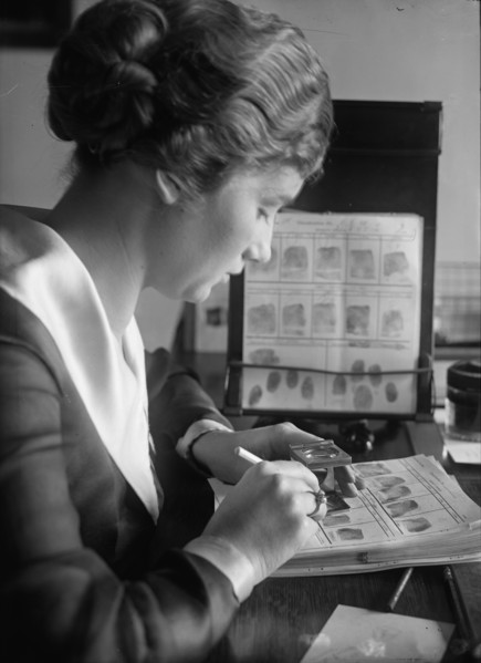 Navy Department, U.S. Intelligence Bureau, Finger Print Department Clerk, Marie S. Dahm, 1918.