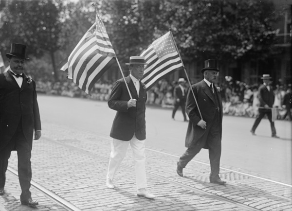 Preparedness Parade - President Wilson, William F. Gude, And Randolph Kauffmann Leading..., 1916. Creator: Harris & Ewing.