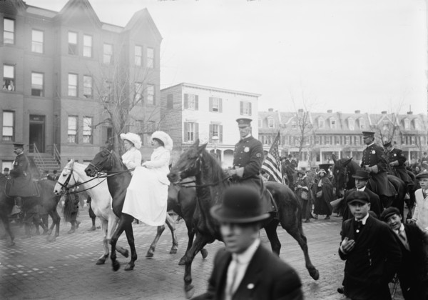 Woman Suffrage - Hikers Arriving from New York, 1913.