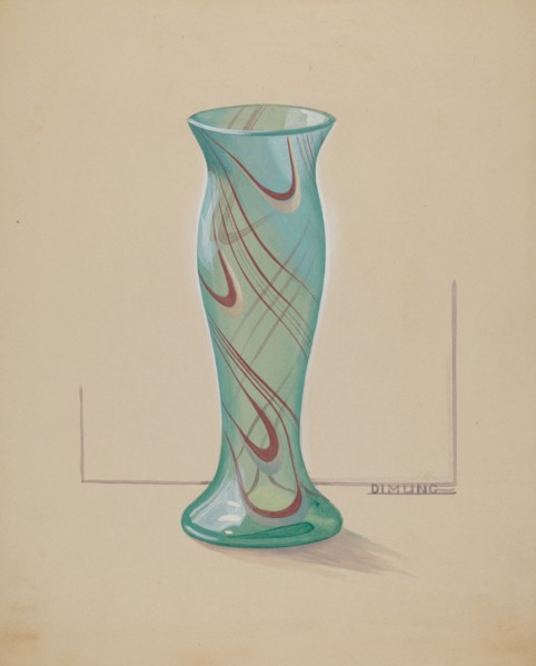 Vase (Green with Red Swirl), c. 1937.