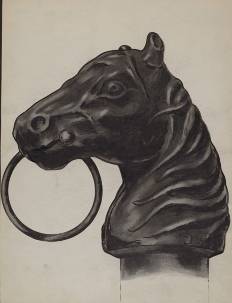 Horse Head Hitching Post, c. 1936.