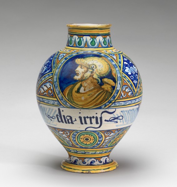Drug jar with the head of a warrior, c. 1540/1550.