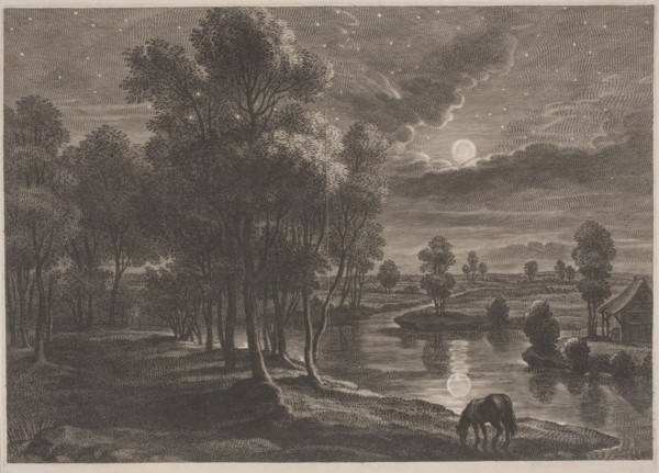 Moonlit River Landscape.