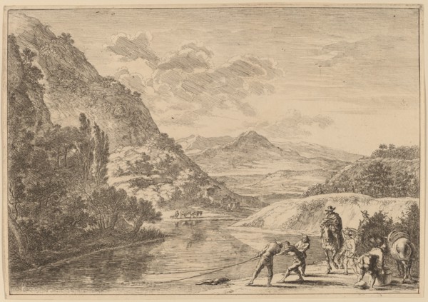 Fishermen at the Tiber, near the Soracte.