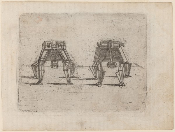 Two Cubic Figures with Their Hands on the Ground, 1624.