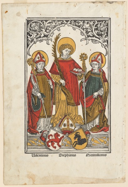 Saint Valentine, Saint Stephen and Saint Maximilian, 1498.