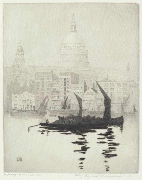 Misty Day, Paul's Wharf, London, c. 1928.