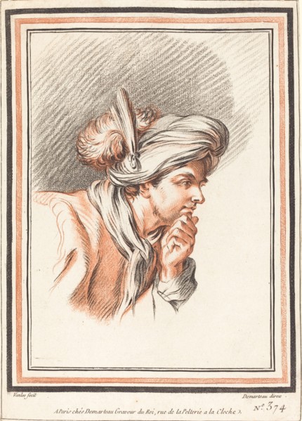 Head of a Man Wearing a Plumed Turban, 1772.
