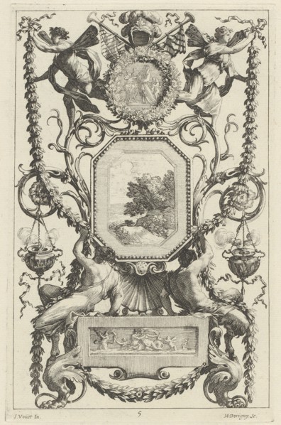 Ornamental Panel Surmounted by a Medallion with a Sacrifice, 1647.