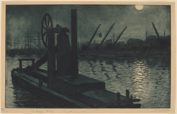 La Drague Dieppe (A Dredger in Dieppe Harbor by Moonlight), c. 1885.