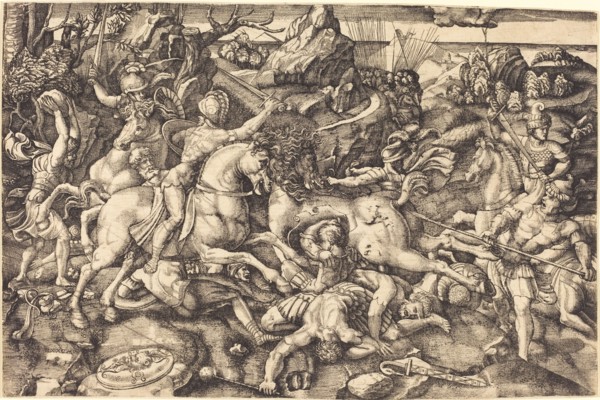Combat between Horsemen and Foot Soldiers.