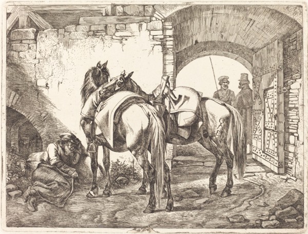 Cossack Horses in a Courtyard, 1818.