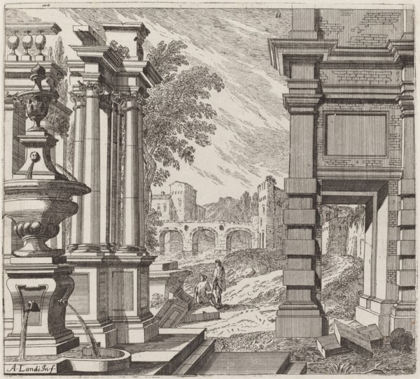 Architectural Fantasy with a Fountain, Classical Ruins, and a Bridge, before 1753.