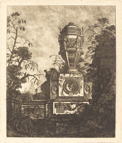 Vase Supported by a Base with Three Grotesque Faces, 1768.