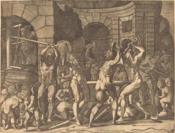 Vulcan and the Cyclopes Forging Arrows.