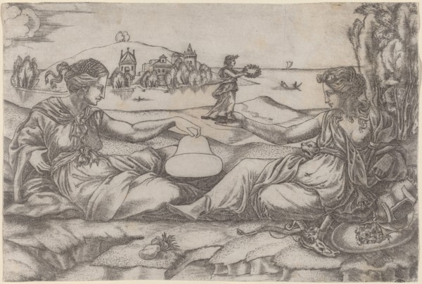 Two Allegorical Figures (Roma and Liberty?).