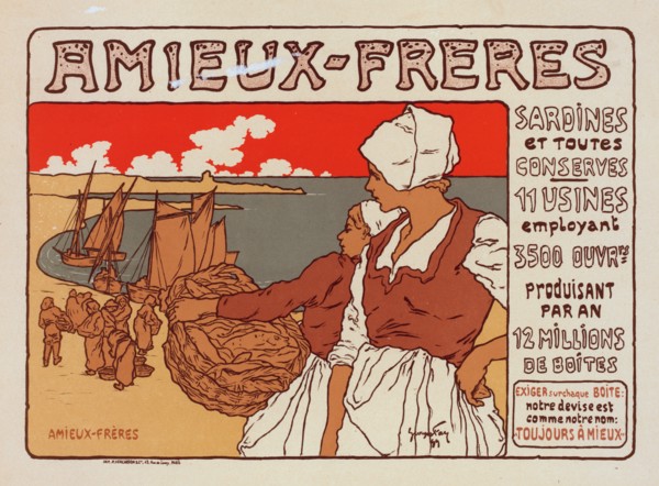Affiche pour les "Sardines Amieux"., c1899. [Publisher: Imprimerie Chaix; Place: Paris]