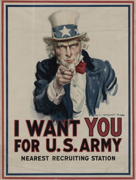 I want you for U.S. Army : nearest recruiting station, [Recto], 1917. [Publisher: Leslie-Judge Co.; Place: New York]