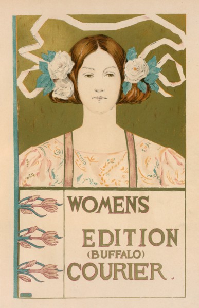 Affiche américaine pour la 'Women's edition Buffalo Courier', c1897. [Publisher: Imprimerie Chaix; Place: Paris]