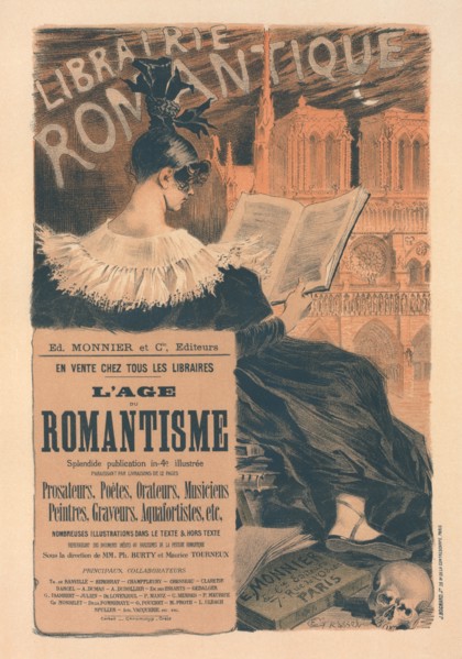 Affiche pour la "Librairie Romantique"., c1896. [Publisher: Imprimerie Chaix; Place: Paris]