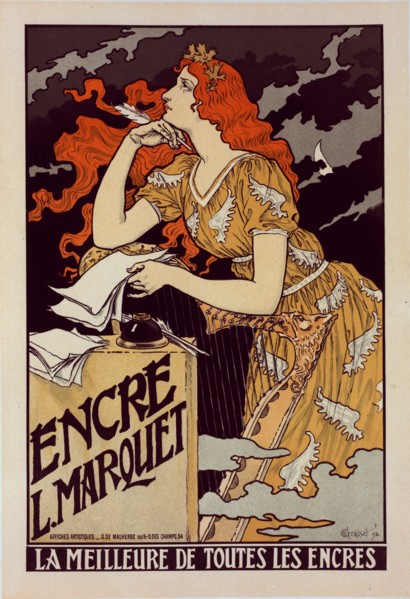 Affiche pour l' "Encre Marquet"., c1899. [Publisher: Imprimerie Chaix; Place: Paris]