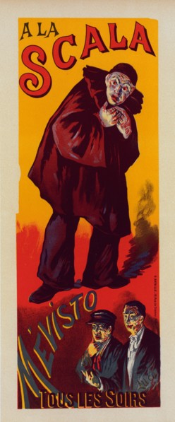 Affiche pour les représentations de "Mévisto" à la Scala., c1898. [Publisher: Imprimerie Chaix; Place: Paris]