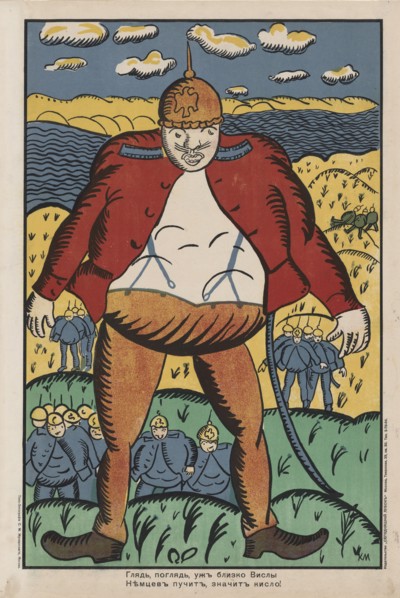 Look, look, near the Vistula. The German bellies are swelling up. So they don't feel so good, c1914 - 1915.