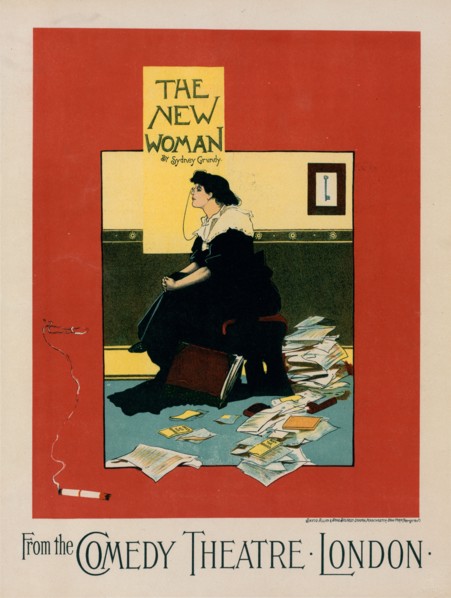 Affiche anglaise pour le Comedy Theatre, "The New Woman", c1897. [Publisher: Imprimerie Chaix; Place: Paris]