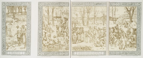 Affiche pour l'Union pour l'Action morale, "l'Enfance de Sainte Geneviève"., c1897. Creator: Pierre Puvis de Chavannes.