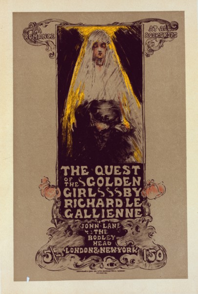 Affiche américaine pour le roman "la Prière de la Vierge d'or", c1898. [Publisher: Imprimerie Chaix; Place: Paris]