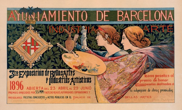 Affiche espagnole pour la "Troisième Exposition de Barcelone", c1897. [Publisher: Imprimerie Chaix; Place: Paris]