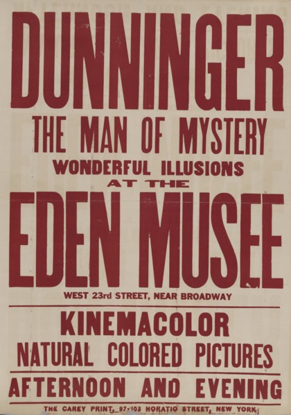 Dunninger at the Eden Musee (red variant), c1913 - 1914. [Publisher: The Carry Print; Place: New York]