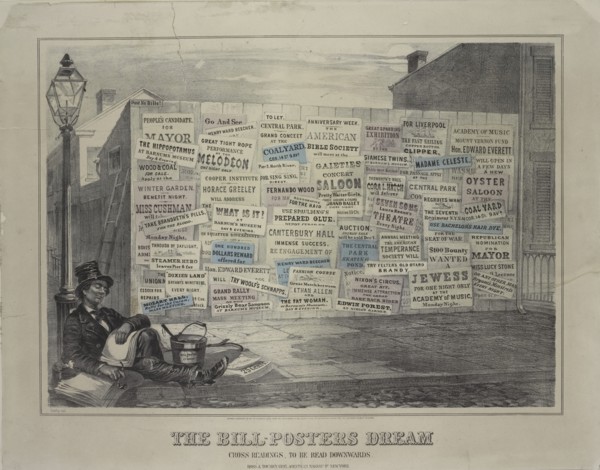 The bill-poster's dream, c1862.   Additional Title(s): Cross readings to be read downwards.