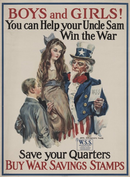 Boys and Girls! You Can Help Your Uncle Sam Win the War, 1917. [Publisher: American Lithographic Co.; Place: New York]