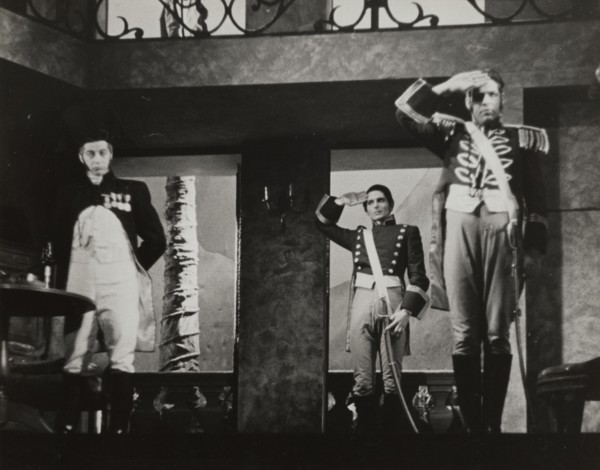 Two soldiers, saluting, 1938.