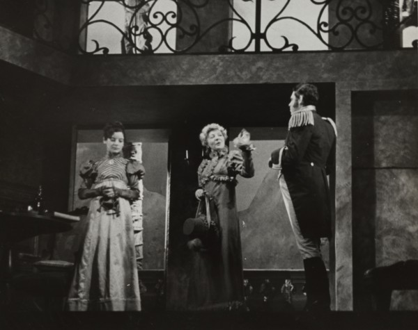 Two woman and a man, standing, 1938.