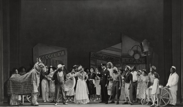Clarence Yates and Francina Scott in a grotesque ballet dance, 1937.