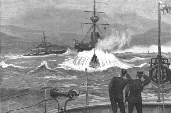 ''An Autumn Cruise with the Channel Squadron; An Ironclad in a heavy sea making "Neptunes Beard's"', Creator: Unknown.